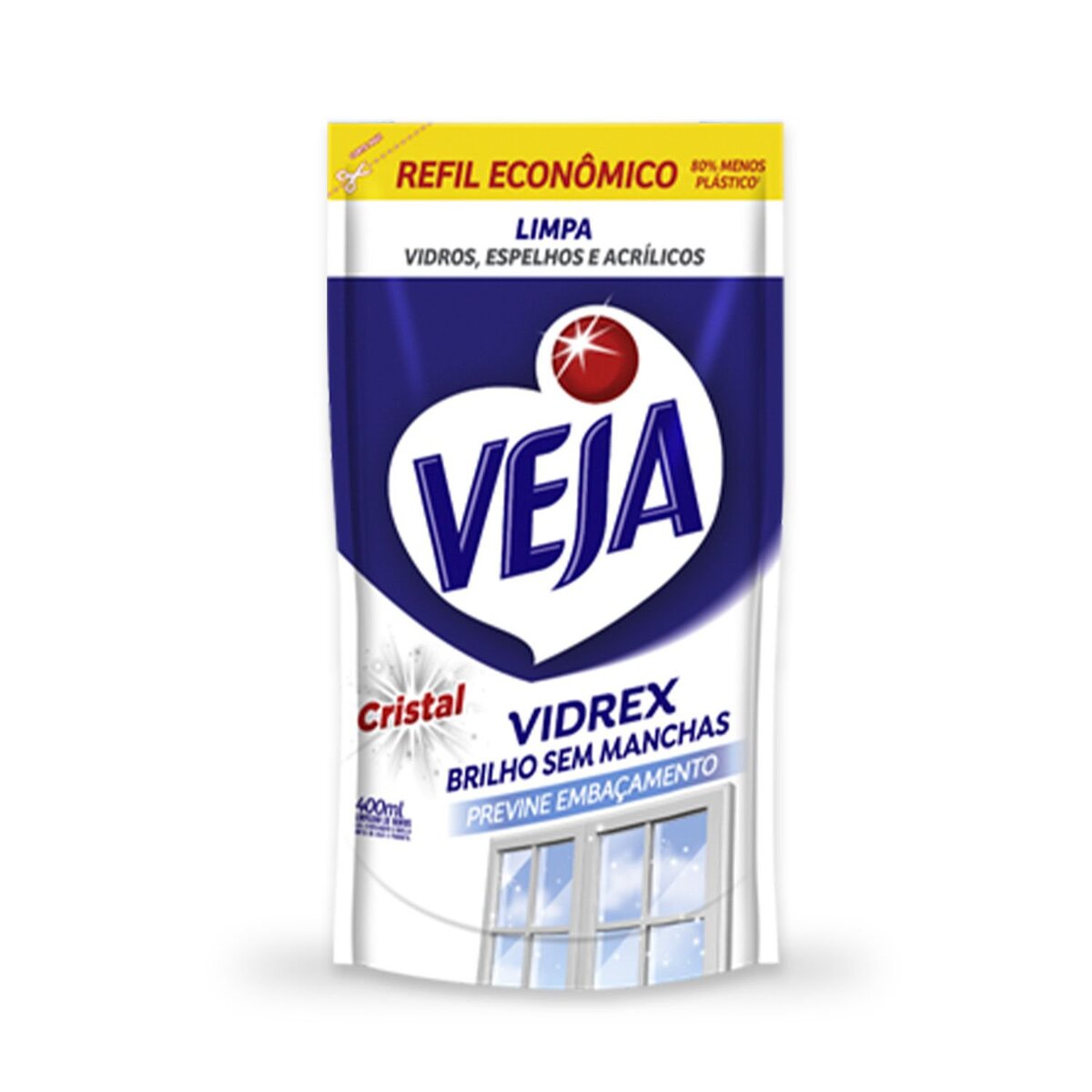 Limpa Vidros Veja Vidrex Cristal Refil Econômico 400ml